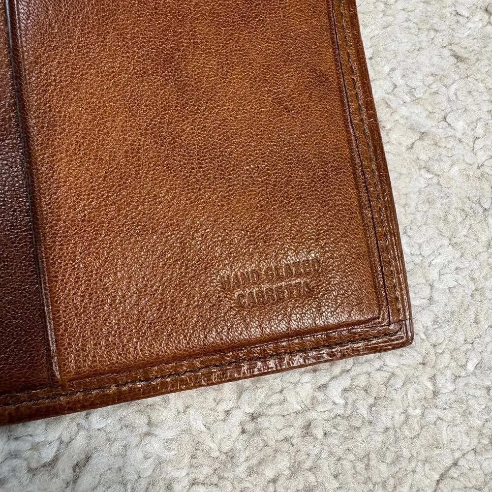 NIB Vintage Presentation Brown Hand Glazed Cabretta Leather Wallet